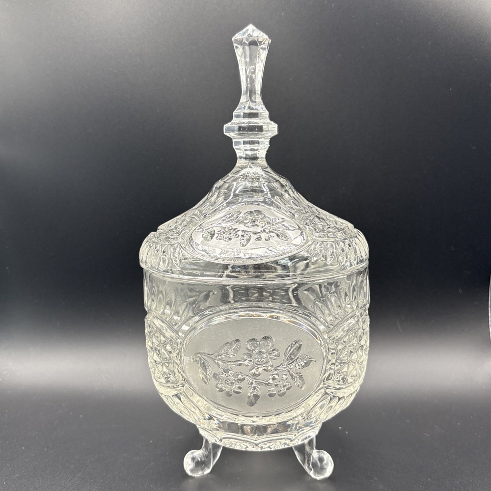 Vintage Hofbauer Germany Crystal Footed Floral Bowl, Bavaria Pattern